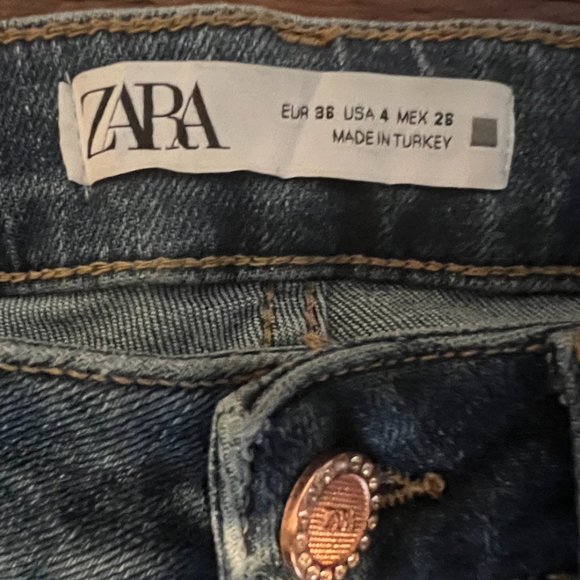 ZARA DENIM HIGH WAISTED SKINNY JEANS, SIZE US 4, MEDIUM BLUE  WASH - Picture 5 of 8